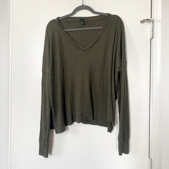 Women’s ribbed v neck long sleeve top size small - Picture 1 of 6